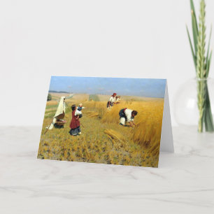 Ukrainian Threshing Scene Holiday Card