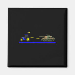 Ukrainian Tractor Pulling Tank With Ukraine Flag Magnet