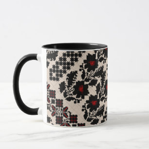 Ukrainian traditional vushuvanka folk art mug
