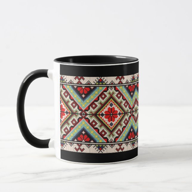 Ukrainian traditional vushuvanka folk art pattern. mug (Left)