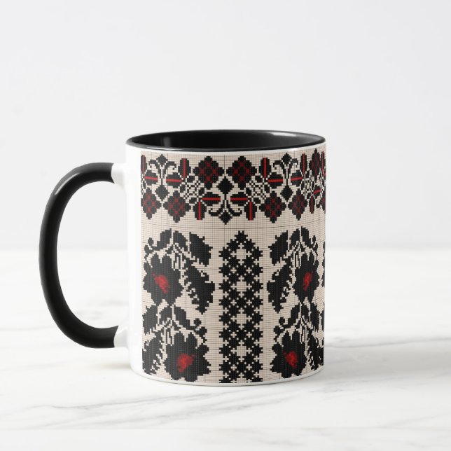 Ukrainian traditional vushuvanka folk art pattern. mug (Left)