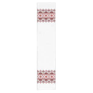 Ukrainian traditional vushuvanka folk pattern red short table runner