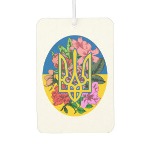 Ukrainian trident and flag of Ukraine with flowers Car Air Freshener