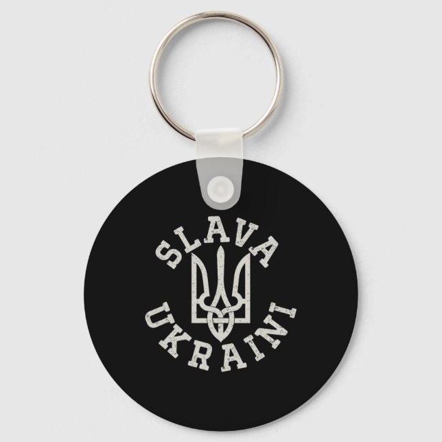 Ukrainian Trident Emblem Save Ukraine Resist Slava Key Ring (Front)