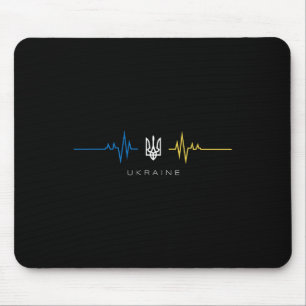 Ukrainian Trident Flag Heartbeat - I Stand With Uk Mouse Mat