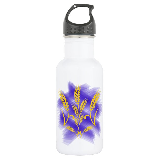 Ukrainian trident made of wheat ear 532 ml water bottle (Front)