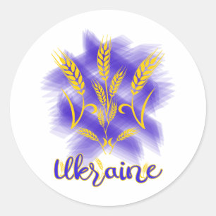 Ukrainian trident made of wheat ear classic round sticker