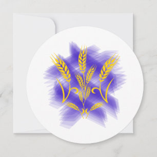 Ukrainian trident made of wheat ear holiday card