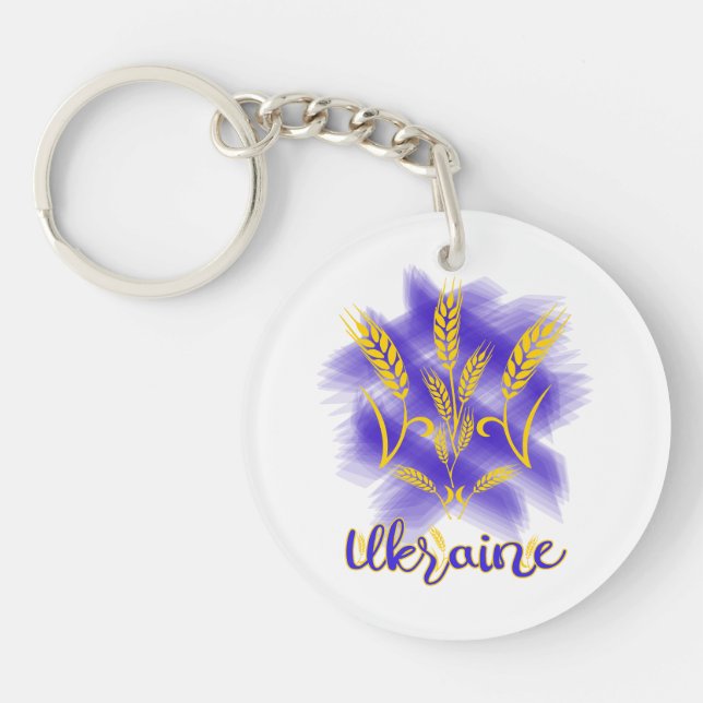 Ukrainian trident made of wheat ear key ring (Front)