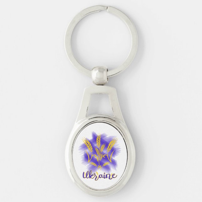 Ukrainian trident made of wheat ear key ring (Front)