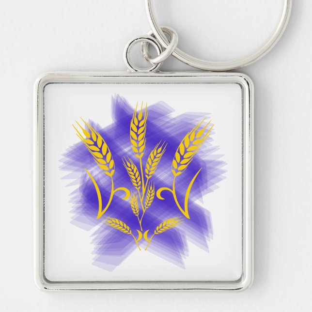 Ukrainian trident made of wheat ear key ring (Front)