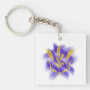 Ukrainian trident made of wheat ear key ring
