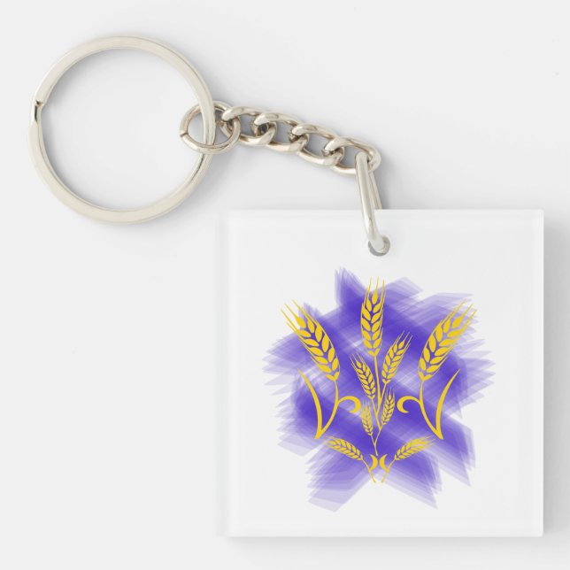 Ukrainian trident made of wheat ear key ring (Front)