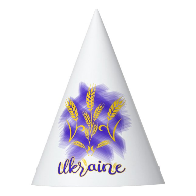 Ukrainian trident made of wheat ear party hat (Front)