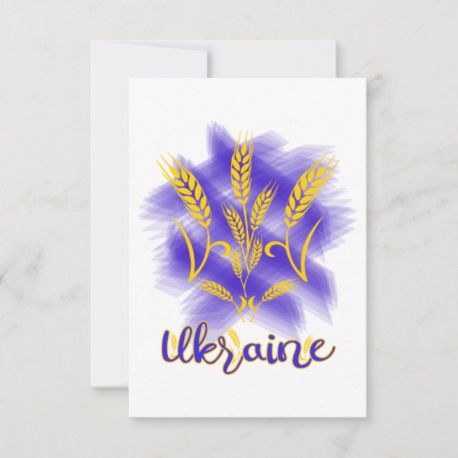 Ukrainian trident made of wheat ear RSVP card (Front)