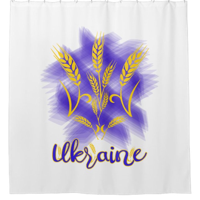 Ukrainian trident made of wheat ear shower curtain (Front)