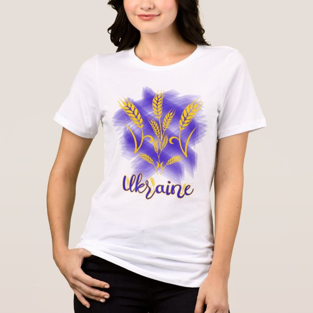 Ukrainian trident made of wheat ear Tri-Blend shirt (Front)