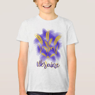 Ukrainian trident made of wheat ear Tri-Blend shirt