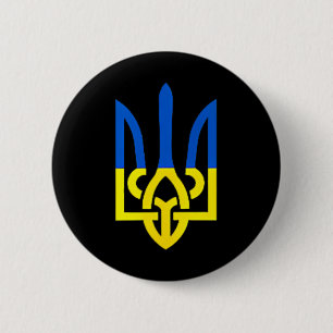 Ukrainian Trident Symbol - Ukraine Flag Support Pa 6 Cm Round Badge