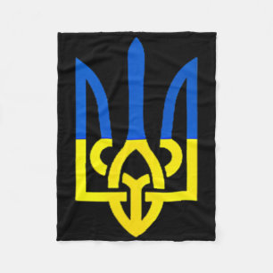 Ukrainian Trident Symbol - Ukraine Flag Support Pa Fleece Blanket