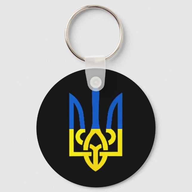 Ukrainian Trident Symbol - Ukraine Flag Support Pa Key Ring (Front)