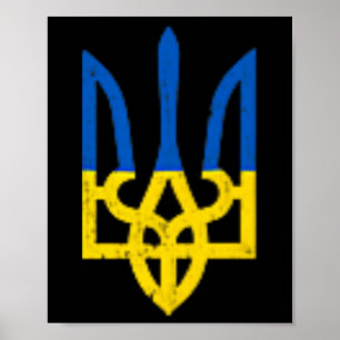 Ukrainian Trident Symbol - Ukraine Flag Support Pa Poster