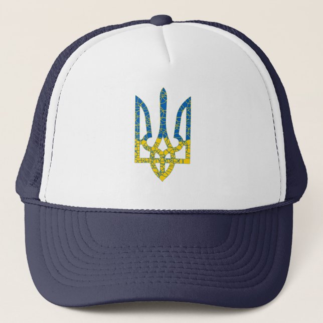 Ukrainian trident textured flag of Ukraine colors Trucker Hat (Front)