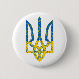 Ukrainian trident textured flag of Ukraine colours 6 Cm Round Badge