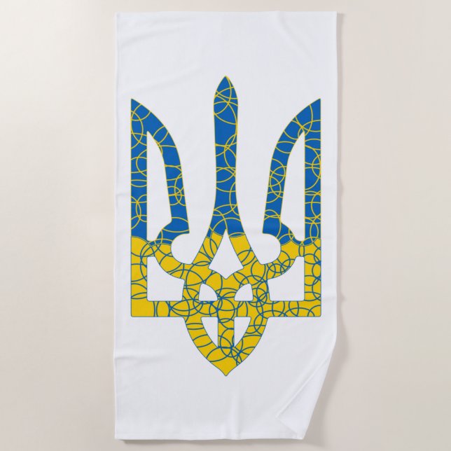 Ukrainian trident textured flag of Ukraine colours Beach Towel (Front)