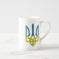 Ukrainian trident textured flag of Ukraine colours