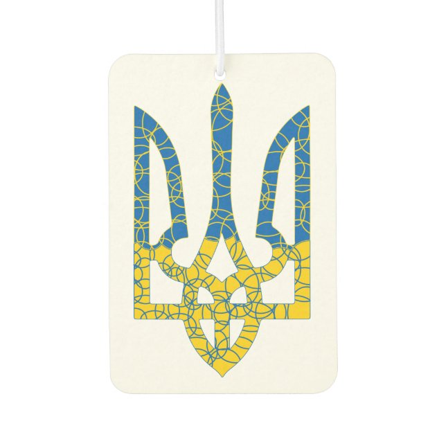 Ukrainian trident textured flag of Ukraine colours Car Air Freshener (Front)