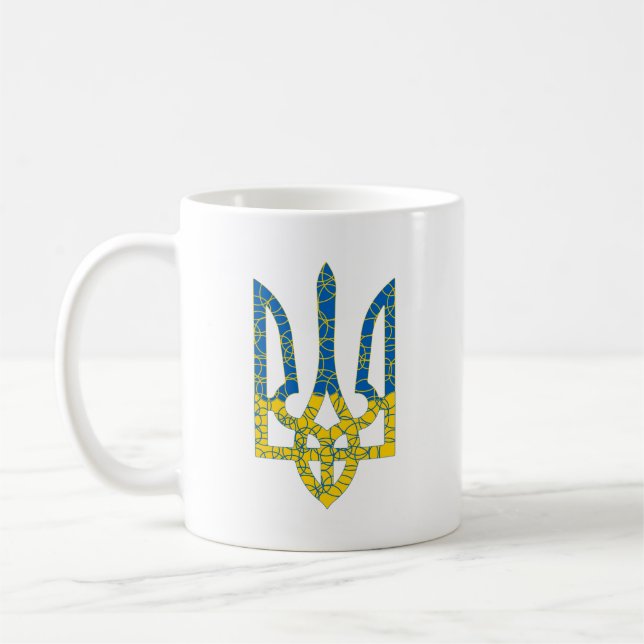 Ukrainian trident textured flag of Ukraine colours Coffee Mug (Left)
