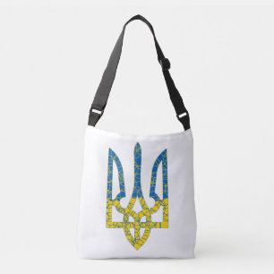 Ukrainian trident textured flag of Ukraine colours Crossbody Bag