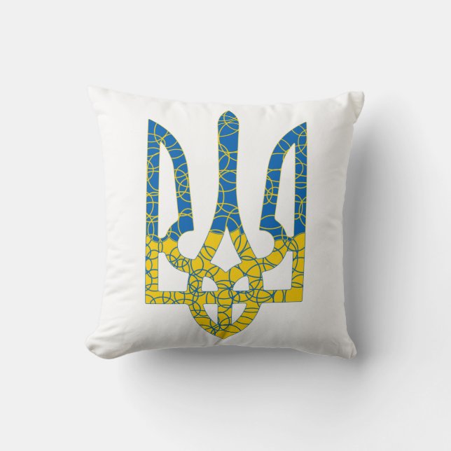 Ukrainian trident textured flag of Ukraine colours Cushion (Front)