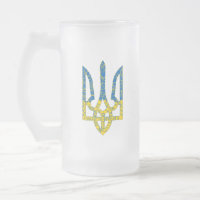 Ukrainian trident textured flag of Ukraine colours