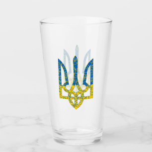 Ukrainian trident textured flag of Ukraine colours Glass