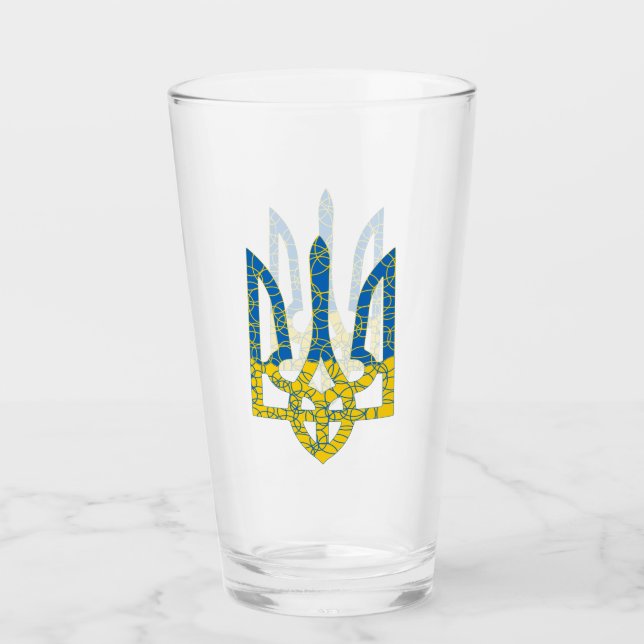 Ukrainian trident textured flag of Ukraine colours Glass (Front)