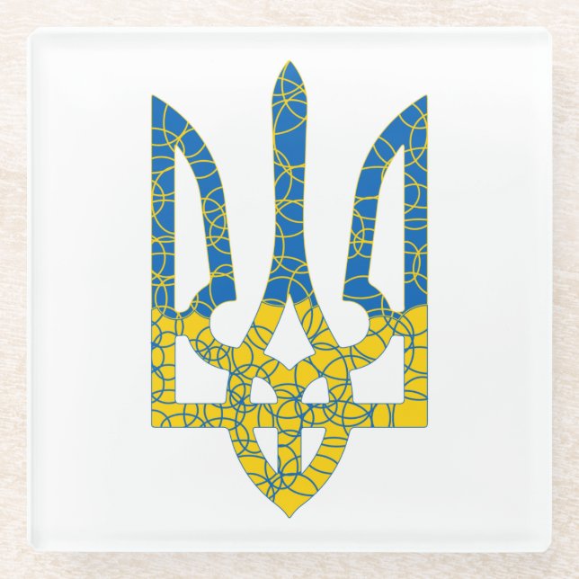 Ukrainian trident textured flag of Ukraine colours Glass Coaster (Front)