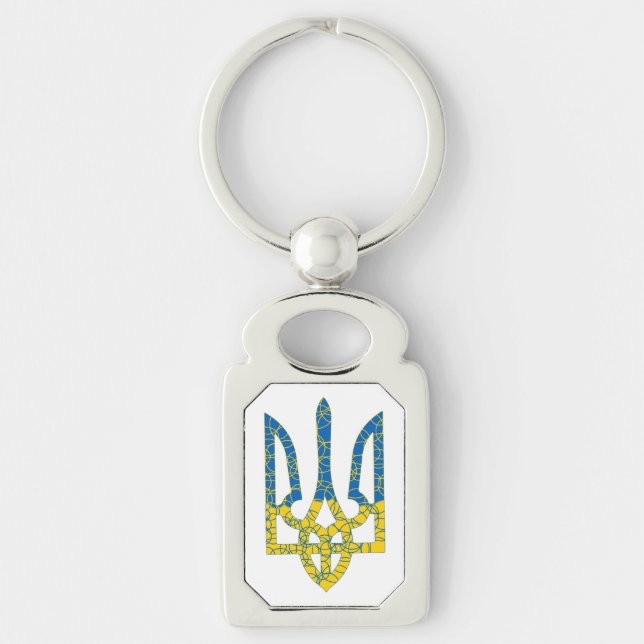 Ukrainian trident textured flag of Ukraine colours Key Ring (Front)