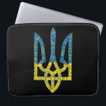 Ukrainian trident textured flag of Ukraine colours Laptop Sleeve<br><div class="desc">Textured Ukrainian national emblem trident tryzub in Ukrainian flag colours and stroke circle pattern</div>