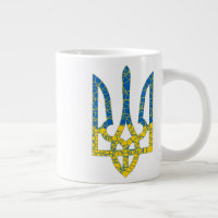 Ukrainian trident textured flag of Ukraine colours