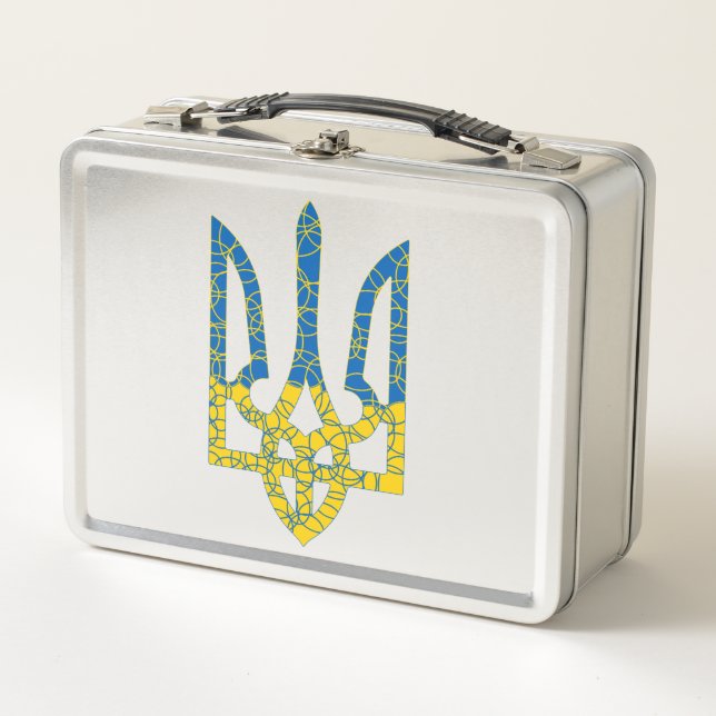 Ukrainian trident textured flag of Ukraine colours Metal Lunch Box (Front)