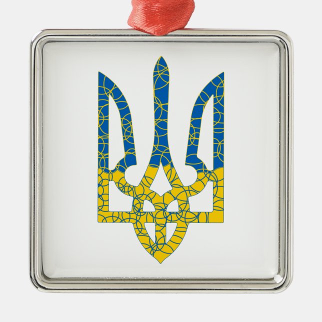 Ukrainian trident textured flag of Ukraine colours Metal Tree Decoration (Front)