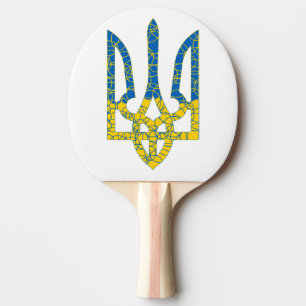 Ukrainian trident textured flag of Ukraine colours Ping Pong Paddle