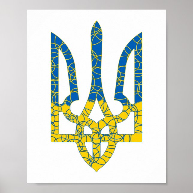 Ukrainian trident textured flag of Ukraine colours Poster (Front)
