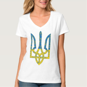 Ukrainian trident textured flag of Ukraine colours T-Shirt