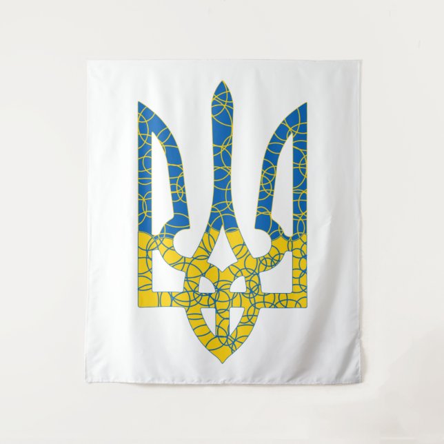 Ukrainian trident textured flag of Ukraine colours Tapestry (Front)