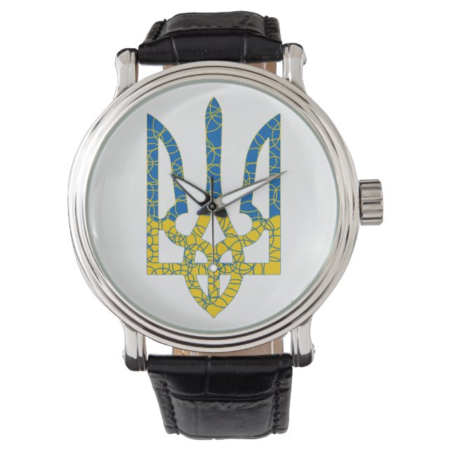Ukrainian trident textured flag of Ukraine colours Watch (Front)