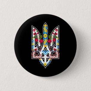 Ukrainian Trysub Sunflower Retro Floral Ukraine Vy 6 Cm Round Badge