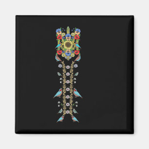 Ukrainian Trysub (trident) And Birds Floral Ukrain Magnet